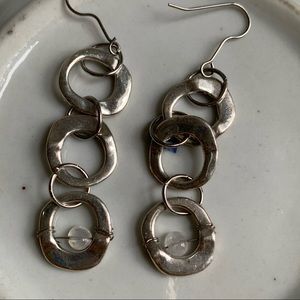 Dangle chain link earrings w/ moonstone